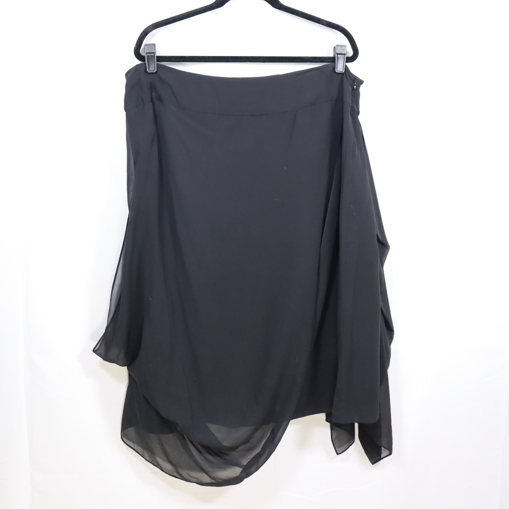 Eileen Fisher Silk Asymmetrical Skirt XL Black Womens Lagenlook Drape